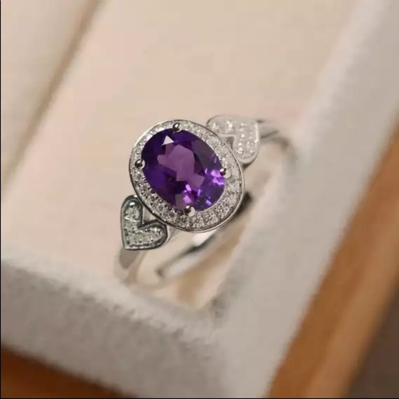 New Women’s 925 Silver Oval Cut Amethyst Ring - Picture 4 of 6